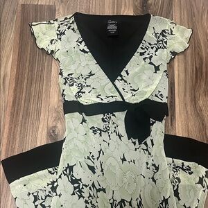 Sandra Darren Asymmetrical Dress in Green and Black